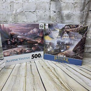 2 Train Puzzles 750 PC Blaylock 24x18"  and 500 PC Alpine Vistas 19 x 14"